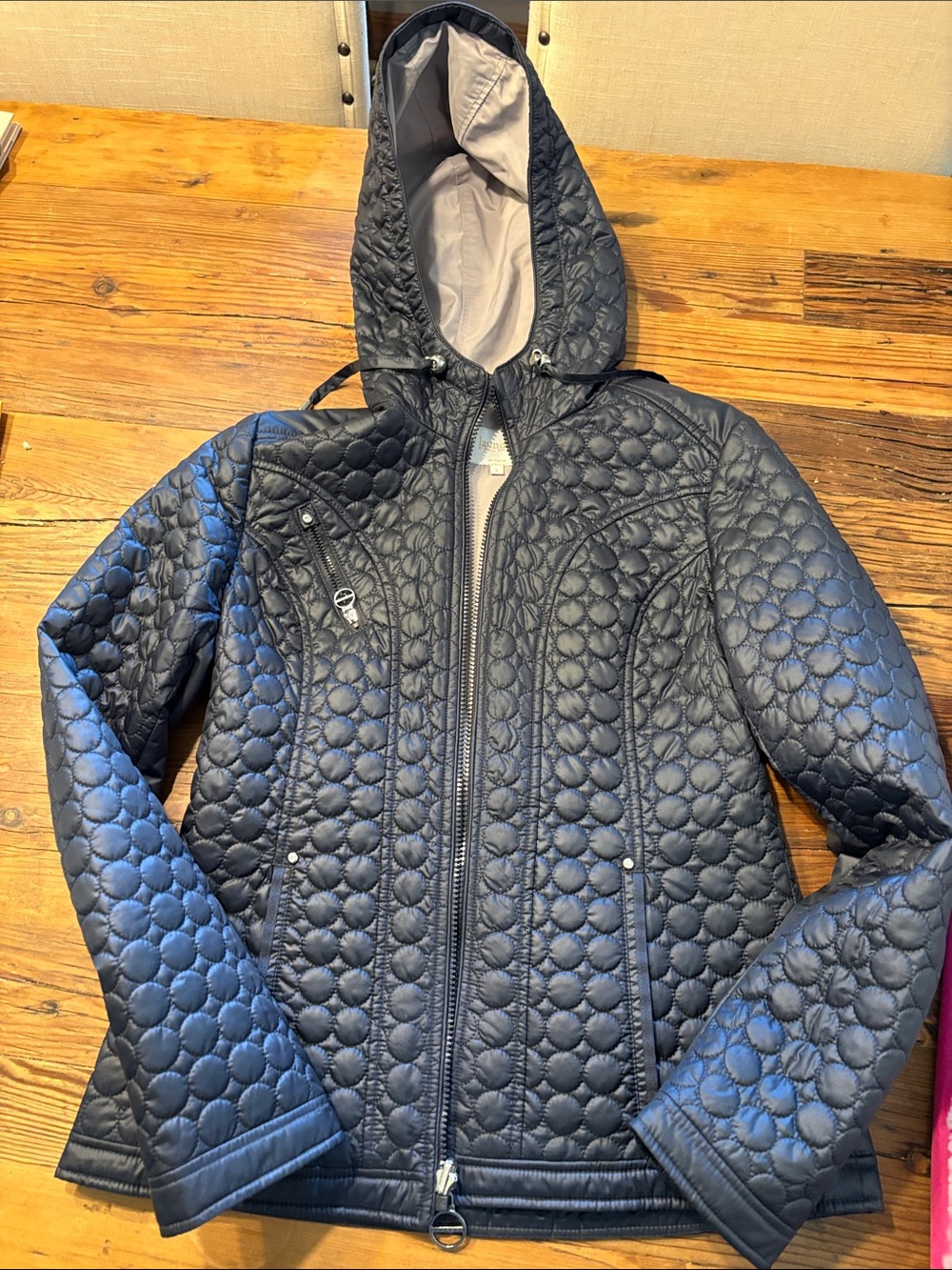 Laundry By Shelli Segal Quilted Hooded Puffer Jacket in Dark Navy